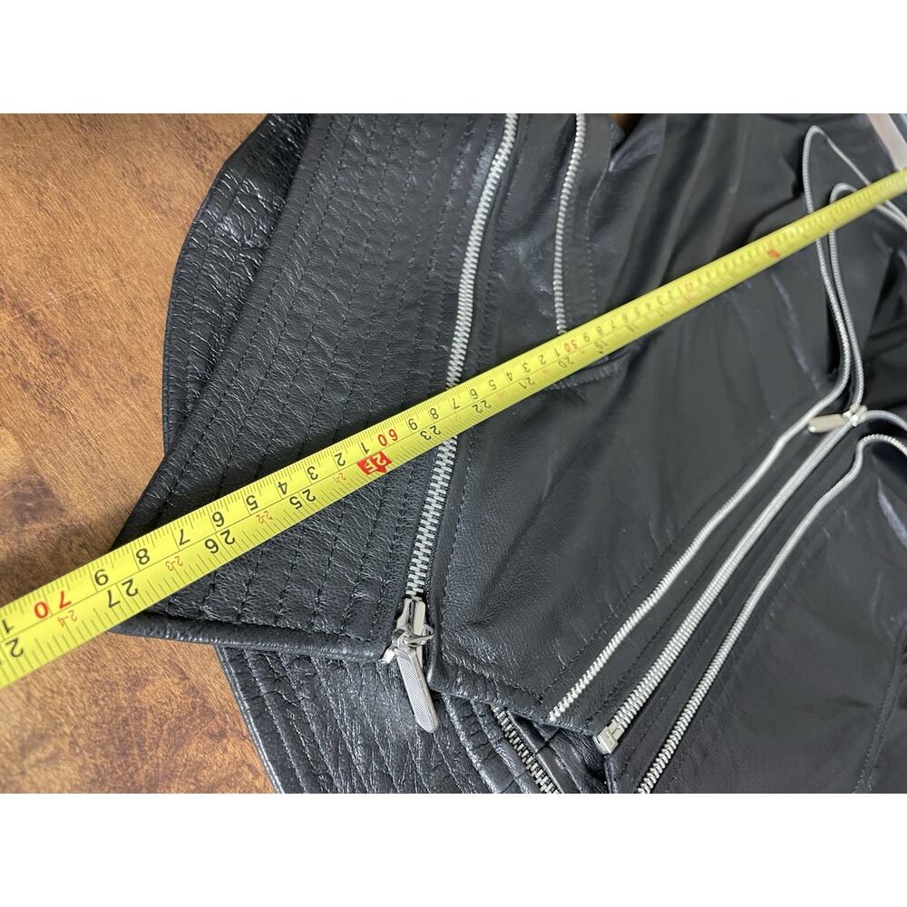 NWOT GILI Black Leather Silver Hardware Moto Women's Jacket Asymetrical Size 14 - Picture 10 of 13